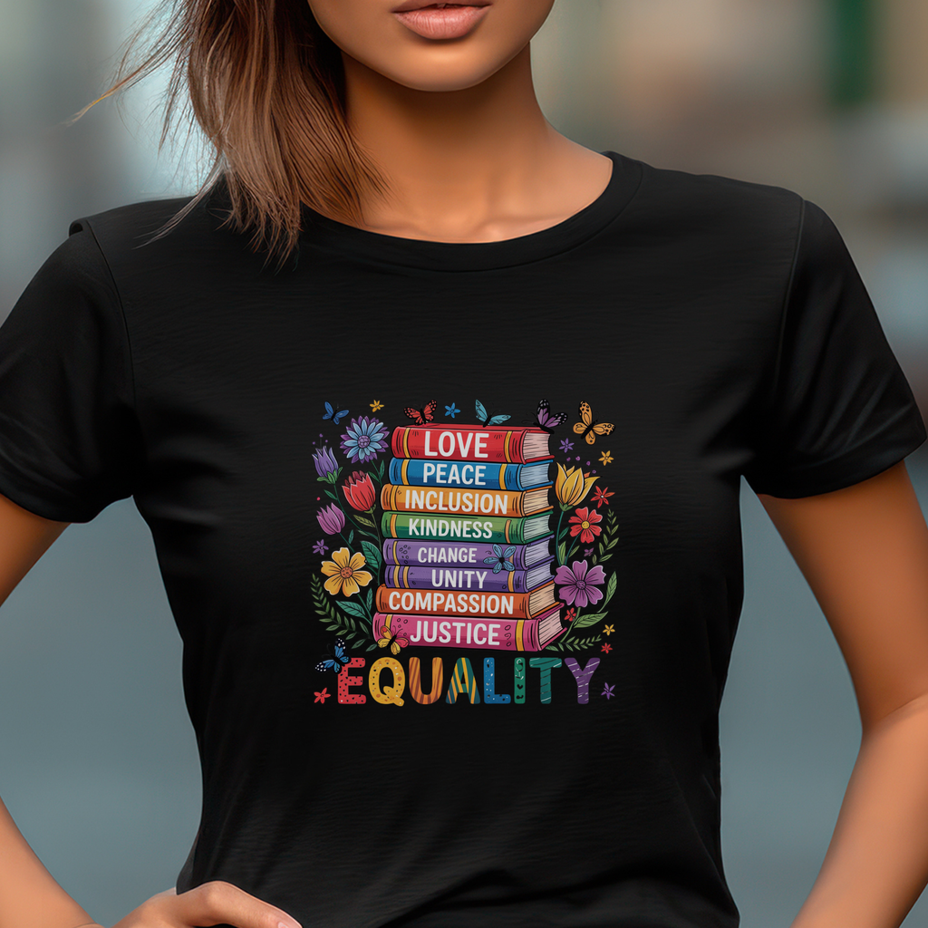 Read with Pride – Book Stack Equality Tee