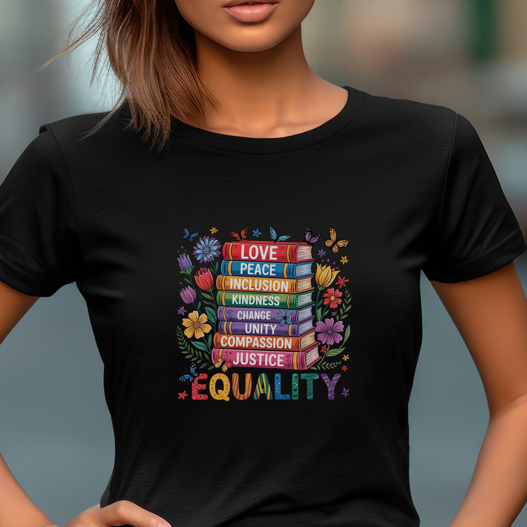 Read with Pride – Book Stack Equality Tee